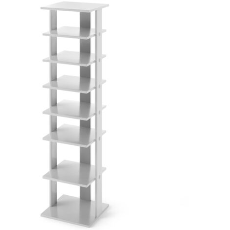 Scarpiera legno salvaspazio 7 livelli ingresso camera da letto scaffale per scarpe casa dispositivo antiribaltamento Grigio chiaro