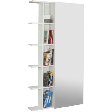 Scarpiera Libreria 5 Ripiani in Melaminico 88,5x25x160cm TFT Sc Bianca Specchio