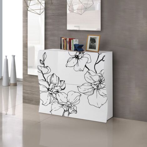 Scarpiera linea  Mia  2 ante con serigrafia Fiore nero