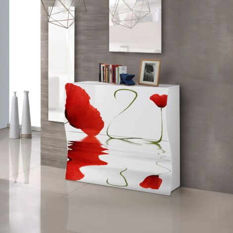 Scarpiera linea Mia 2 ante con serigrafia tulipano rosso