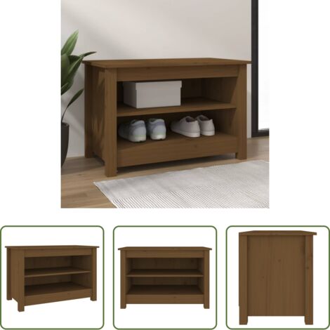 Scarpiera marrone ambra -  Scarpiera Ambrata 70x38x45,5 cm in Legno Massello di Pino
