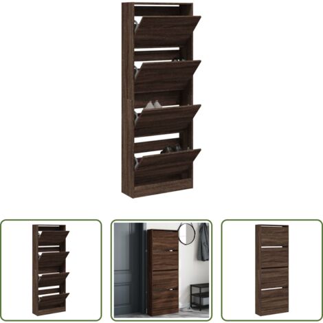 Scarpiera marrone -  Scarpiera Rovere Marrone 60x21x163,5 cm in Legno Multistrato