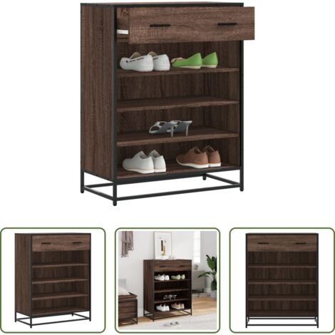 Scarpiera marrone -  Scarpiera Rovere Marrone 75x38x97,5cm Legno Multistrato Metallo