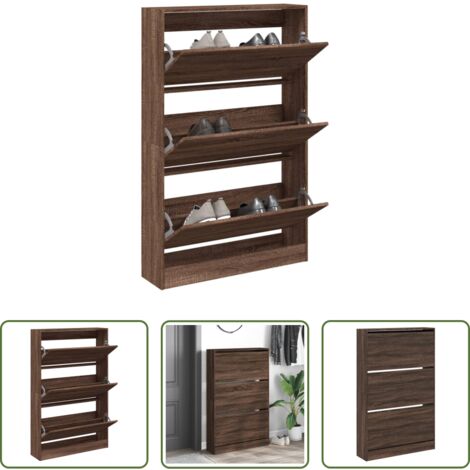 Scarpiera marrone -  Scarpiera Rovere Marrone 80x21x125,5 cm in Legno Multistrato