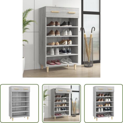 Scarpiera minimalista -  Scarpiera Grigio Sonoma 60x35x105 cm in Legno Multistrato