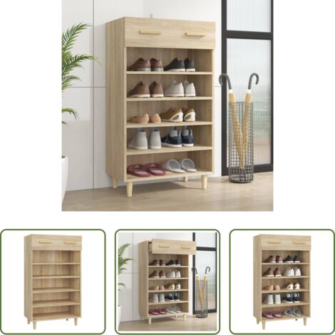 Scarpiera minimalista -  Scarpiera Rovere Sonoma 60x35x105 cm in Legno Multistrato
