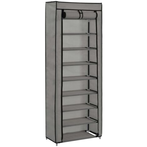 Scarpiera mobile contenitore per scarpe mobile ingresso/corridoio/soggiorno con coperchio 57 x 29 x 162 cm tessuto grigio 020021410