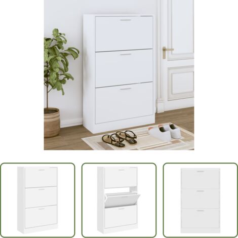 Scarpiera moderna -  Scarpiera Bianca 63x24x103 cm in Legno Multistrato