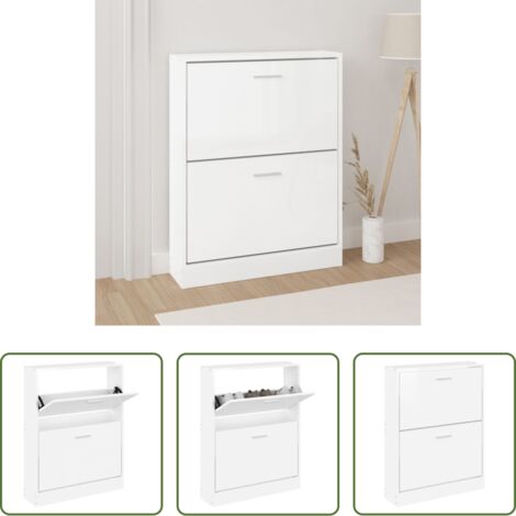 Scarpiera moderna -  Scarpiera Bianco Lucido 59x17x81 cm in Legno Multistrato