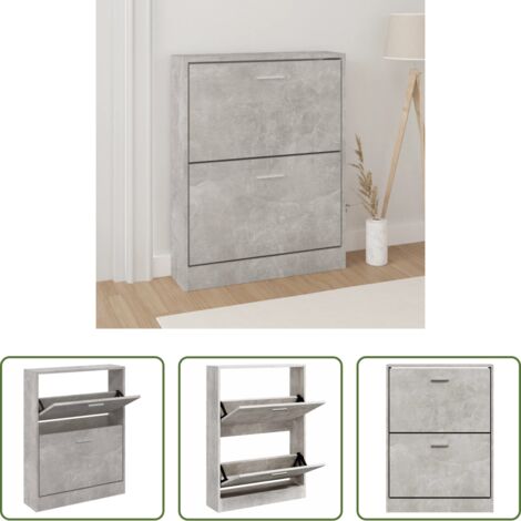 Scarpiera moderna -  Scarpiera Grigio Cemento 59x17x81 cm in Legno Multistrato