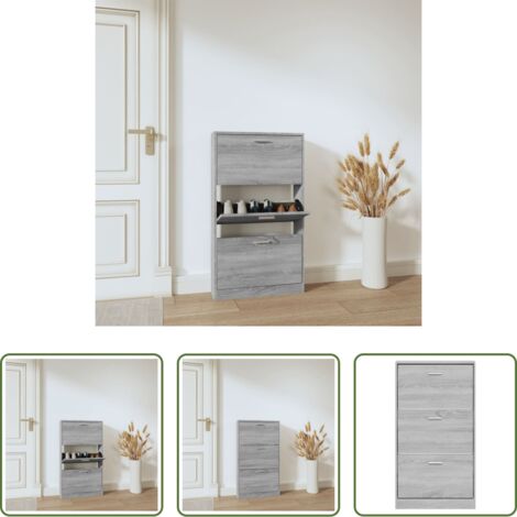 Scarpiera moderna -  Scarpiera Grigio Sonoma 59x17x108 cm in Legno Multistrato