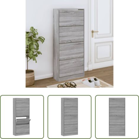Scarpiera moderna -  Scarpiera Grigio Sonoma 63x24x147 cm in Legno Multistrato