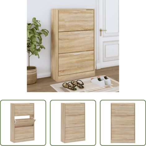 Scarpiera moderna -  Scarpiera Rovere Sonoma 63x24x103 cm in Legno Multistrato