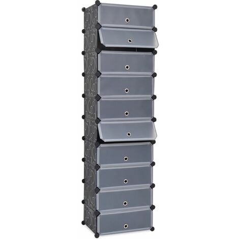 Scarpiera Modulare a 10 Scomparti in Plastica e Acciaio vari colori colore : NERO