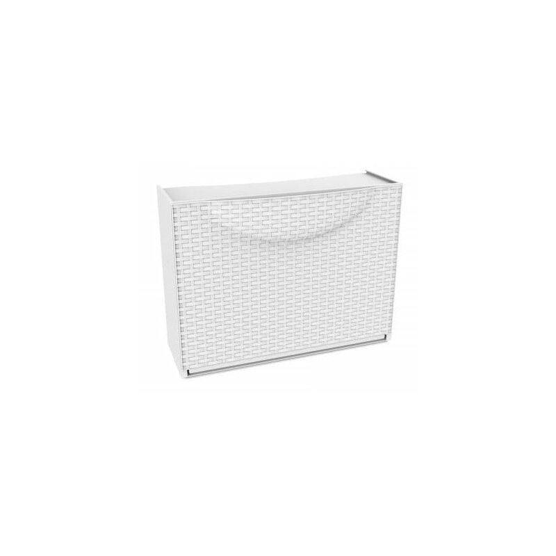 Terry - Scarpiera modulare impilabile con sportello largo effetto rattan Harmony - White