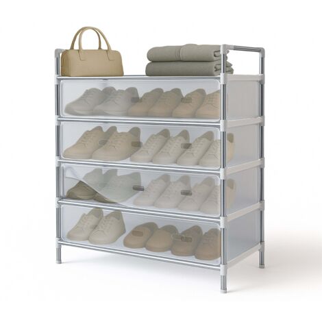 2 Organizer Per Scarpe Sotto Il Letto - Contenitore Pieghevole Per 24 Paia, Con Finestra Trasparente E Manici - Grigio 75x61x15 Cm