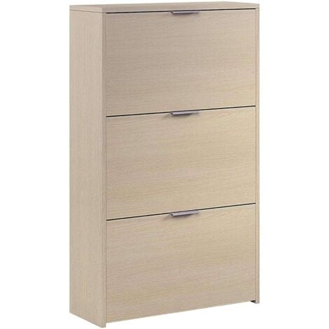 Scarpiera multi-stanza in rovere o bianco lucido con 3 ripiani 113x60x22 cm