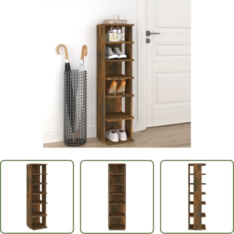 Scarpiera multistrato -  Scarpiera Rovere Fumo 27,5x27x102 cm Legno Multistrato