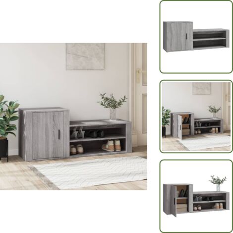 Scarpiera multistrato - vidaXL Scarpiera Grigio Sonoma 130x35x54 cm in Legno Multistrato -