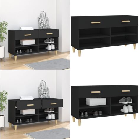 Scarpiera Nera 102x35x55 cm in Legno Multistrato - Scarpiera nera - Scarpiera per scarpe