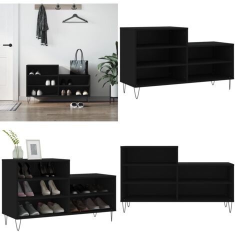 Scarpiera Nera 102x36x60 cm in Legno Multistrato - Scarpiera nera - Scarpiera da interno