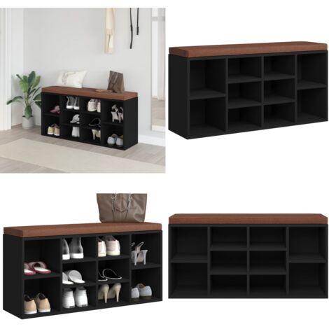 Scarpiera Nera 103x30x48 cm in Legno Multistrato - Ripostiglio scarpe - Scaffale per scarpe