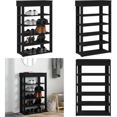 Scarpiera Nera 60x30x98 cm in Legno Multistrato - Scarpiera nera - Scarpiera per ingresso