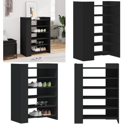 Scarpiera Nera 74,5x37,5x100 cm in Legno Multistrato - Scarpiera nera - Scarpiera per scarpe