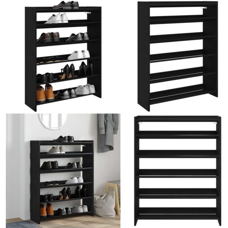 Scarpiera Nera 80x25x100 cm in Legno Multistrato - Scarpiera nera - Scarpiera per ingresso