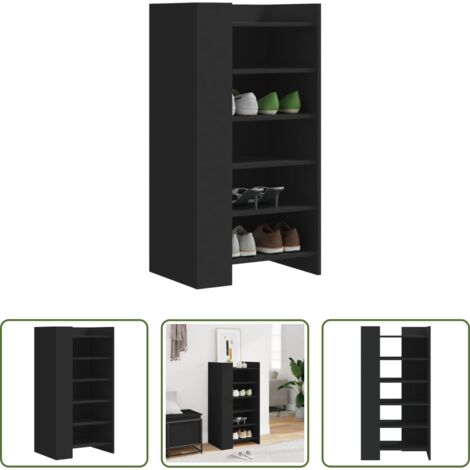 Scarpiera nera -  Scarpiera Nera 52x37,5x100 cm in Legno Multistrato