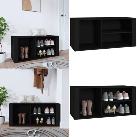 Scarpiera Nero 100x35x45 cm in Legno Multistrato - Scarpiera da ingresso - Scarpiera nero