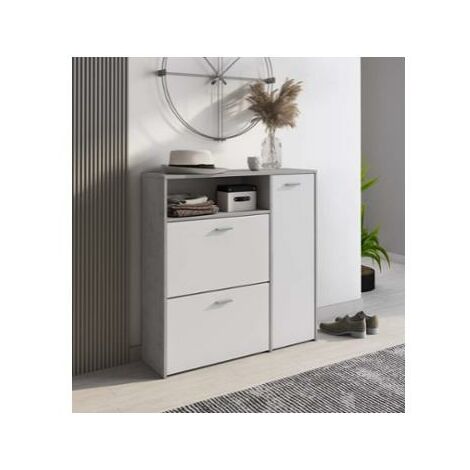 SCARPIERA NIKI 92X27XH94CM CEMENTO / LARICE BIANCO