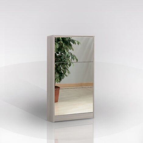 scarpiera olmo con 3 ante a specchio, 62x114x18 cm