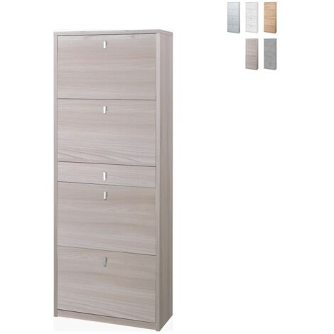 scarpiera olmo con 4 ante e 1 cassetto, 63x29x164 cm