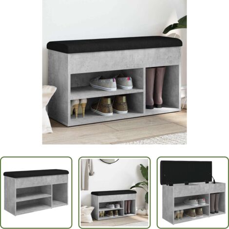 Scarpiera -  Panca per Scarpe Grigio Cemento 82x32x45,5cm Legno Multistrato