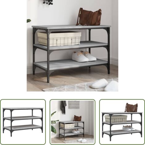 Scarpiera -  Panca Porta Scarpe Grigio Sonoma 70x38,5x49cm Legno Multistrato