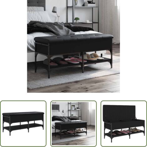 Scarpiera -  Panca Porta Scarpe Nera 102x42x45 cm in Legno Multistrato