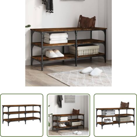 Scarpiera -  Panca Porta Scarpe Rovere Fumo 100x38,5x49cm Legno Multistrato
