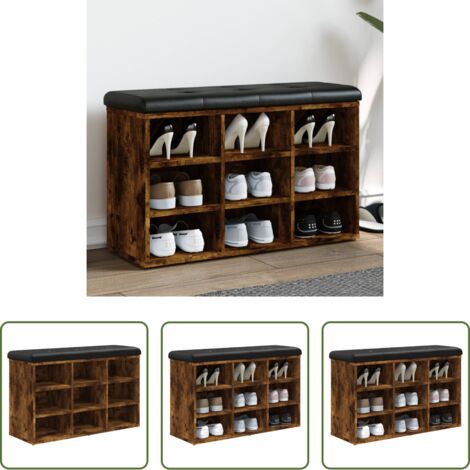 Scarpiera -  Panca Porta Scarpe Rovere Fumo 82x32x50 cm Legno Multistrato