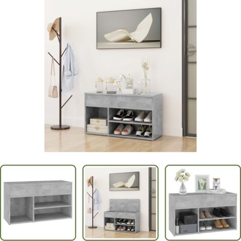 Scarpiera -  Panca Portascarpe Grigio Cemento 80x30x45 cm in Truciolato