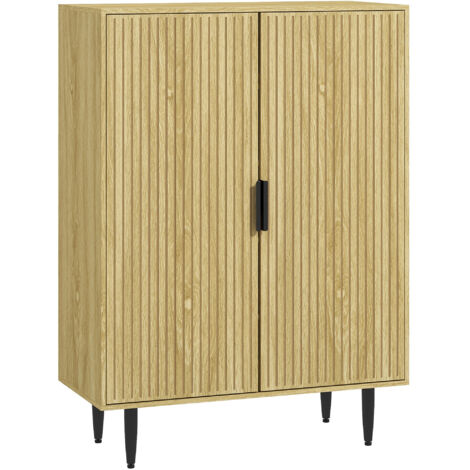 Scarpiera per 15 paia di scarpe, scarpiera da ingresso con 4 ripiani regolabili e gambe in metallo, 80x38x110 cm, rovere
