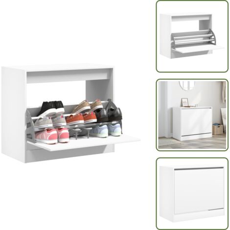 Scarpiera per appartamento - vidaXL Scarpiera Bianca 80x42x69 cm in Legno Multistrato - Scarpiera per casa