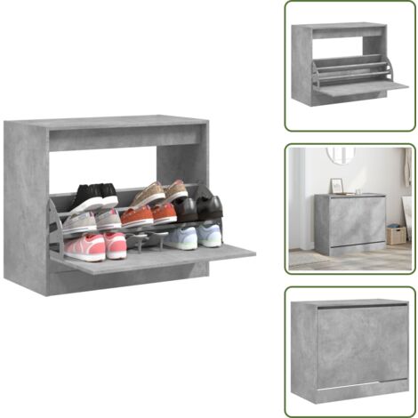 Scarpiera per appartamento - vidaXL Scarpiera Grigio Cemento 80x42x69 cm in Legno Multistrato - Scarpiera per spazi ridotti