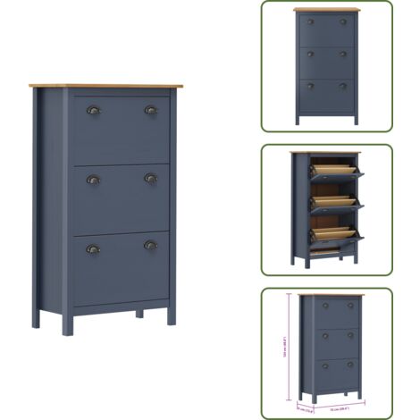 Scarpiera per camera da letto - vidaXL Scarpiera Hill Grigia 72x35x124 cm Legno Massello di Pino - Scarpiera in pino