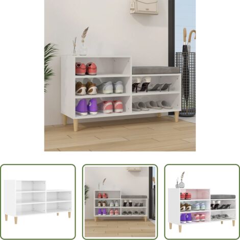 Scarpiera per casa -  Scarpiera Bianco Lucido 102x36x60 cm in Legno Multistrato