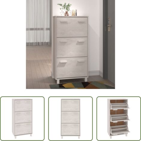 Scarpiera per casa -  Scarpiera HAMAR Bianca 59,5x35x117 cm in Legno Massello di Pino