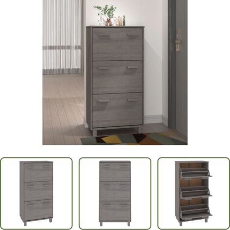 Scarpiera per casa -  Scarpiera HAMAR Grigio Chiaro 59,5x35x117 cm in Legno di Pino