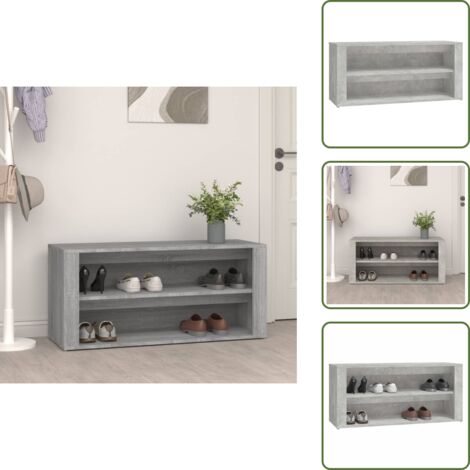 Scarpiera per casa - vidaXL Scarpiera Grigio Cemento 100x35x45 cm in Legno Multistrato - Scarpiera in legno multistrato