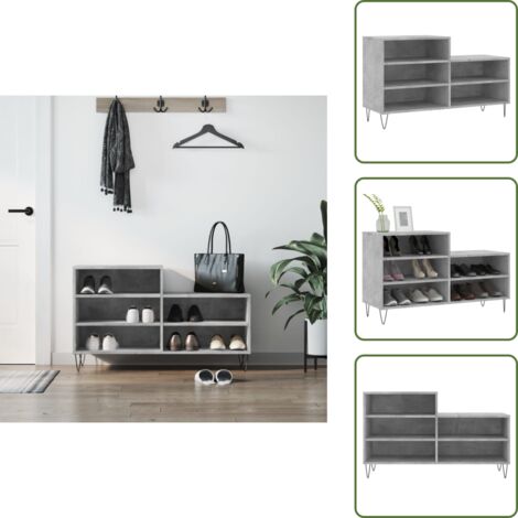 Scarpiera per casa - vidaXL Scarpiera Grigio Cemento 102x36x60 cm in Legno Multistrato - Scarpiera decorativa