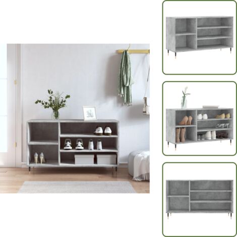 Scarpiera per casa - vidaXL Scarpiera Grigio Cemento 102x36x60 cm in Legno Multistrato - Scarpiera decorativa